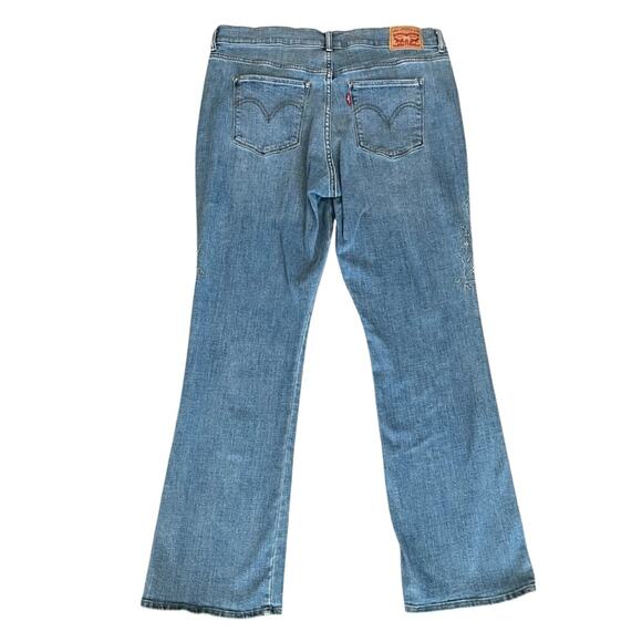 Levi’s Women’s Classic Bootcut Embroidered Floral Blue Jeans Size 14 - Picture 5 of 9